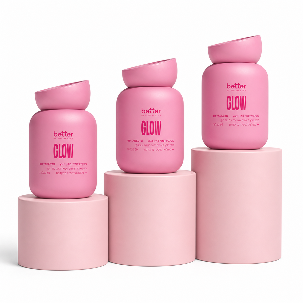טבליות Glow עם ביוטין וקולגן – מארז לשלושה חודשים